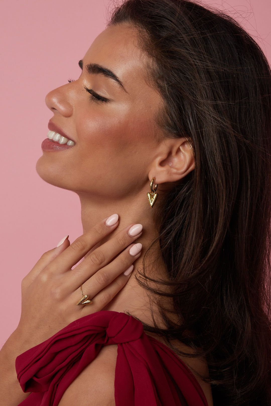 Roestvrijstalen oorbellen met hartvormige hanger, casual en eenvoudig, voor dagelijks gebruik, dames sieraden