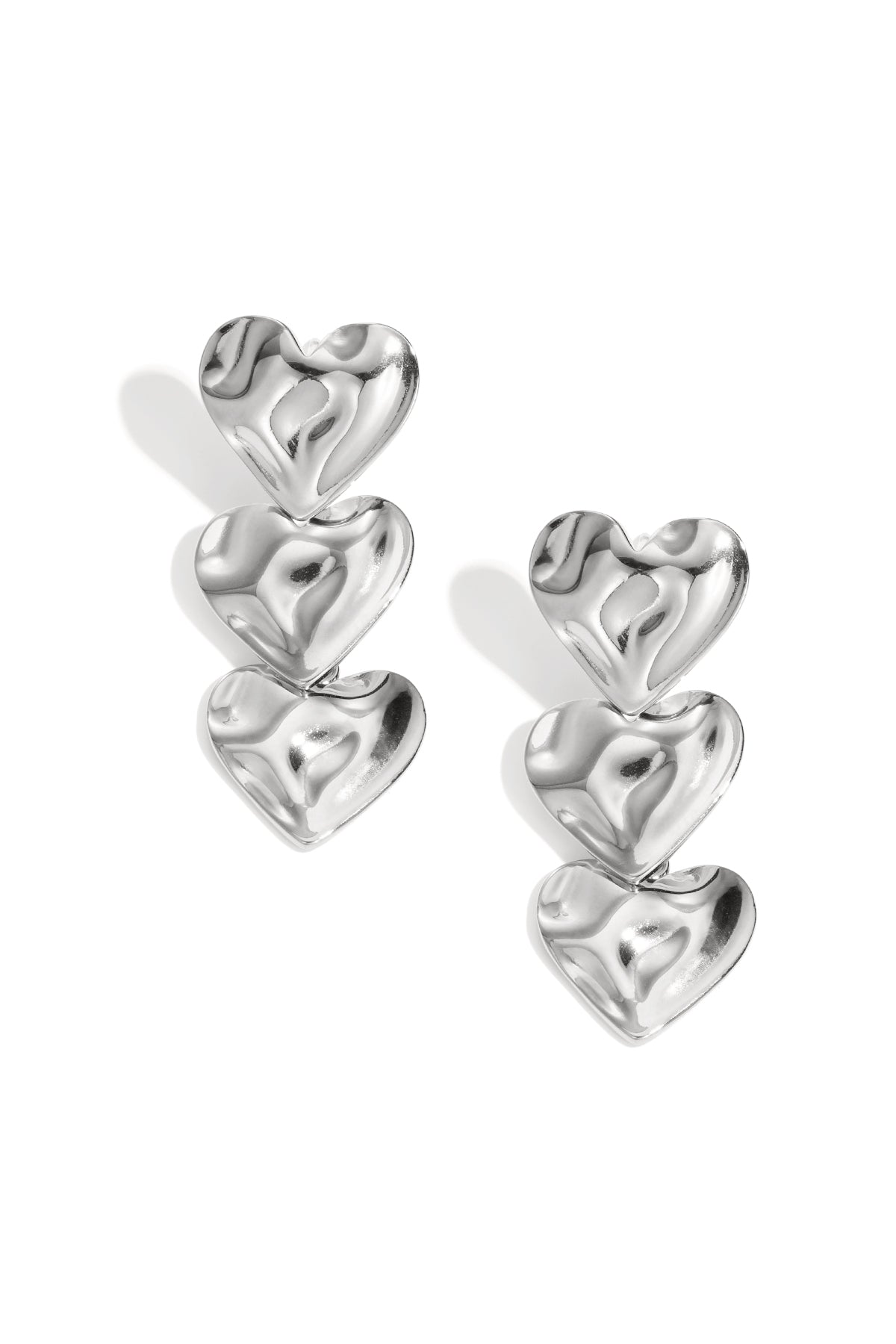 Three wavy heart earrings