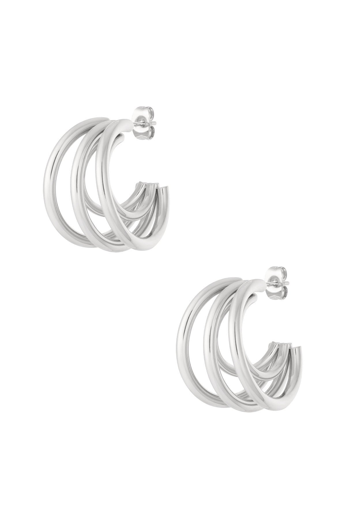Three hoop earrings