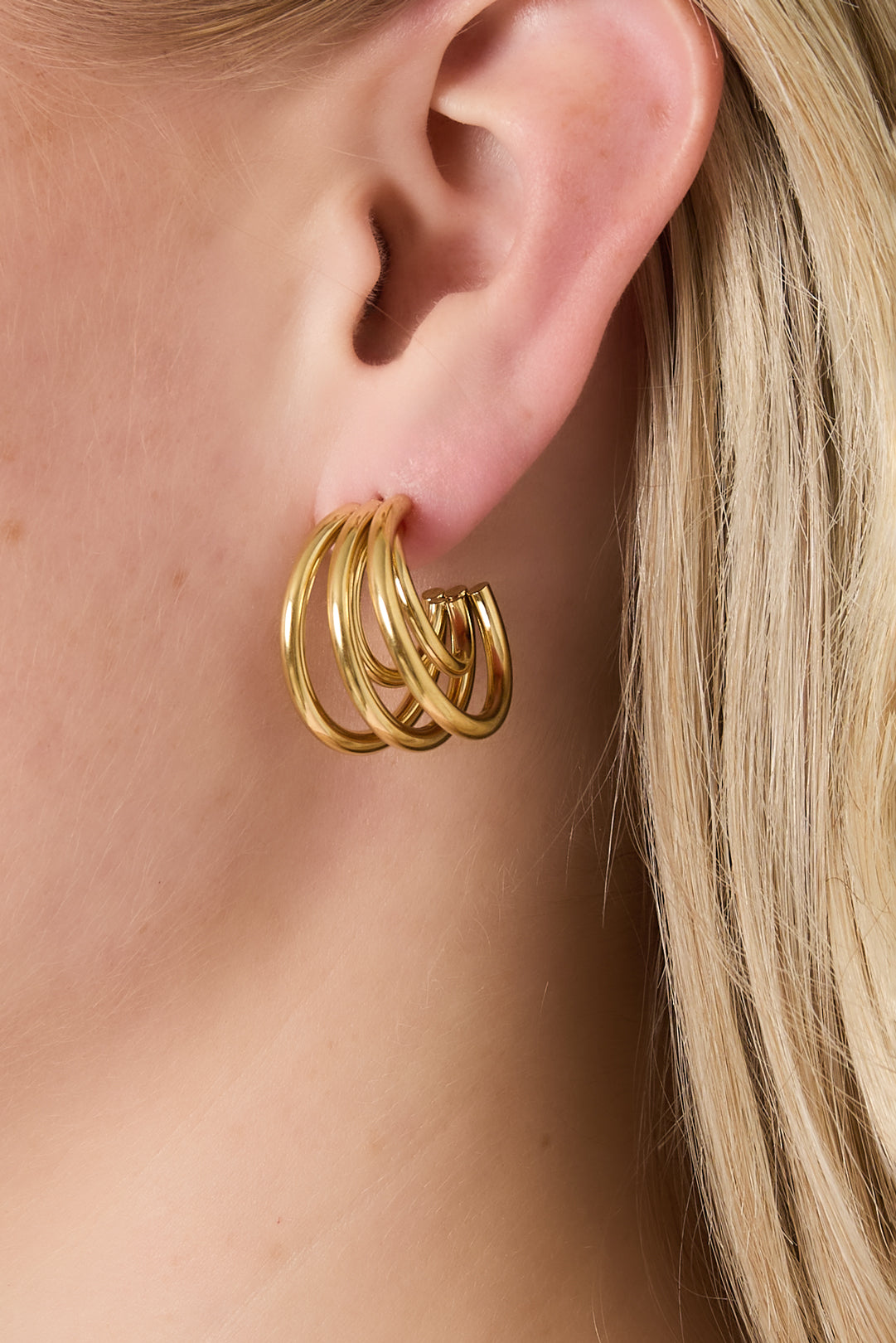 Three hoop earrings