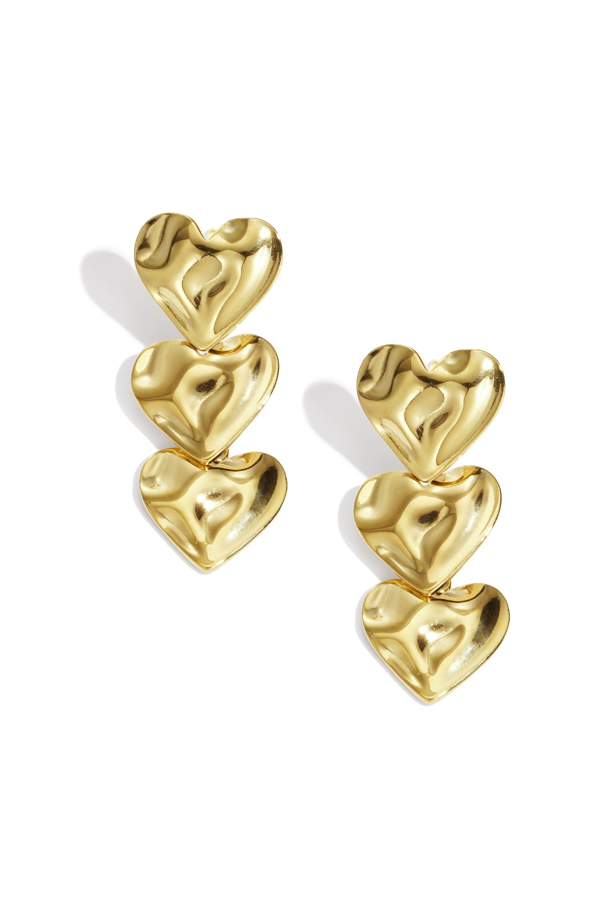 Three wavy heart earrings
