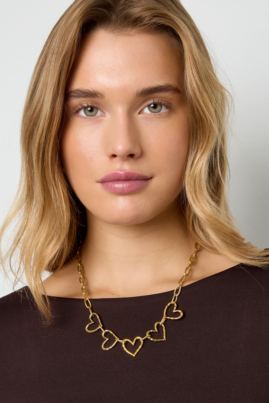 Four open hearts necklace