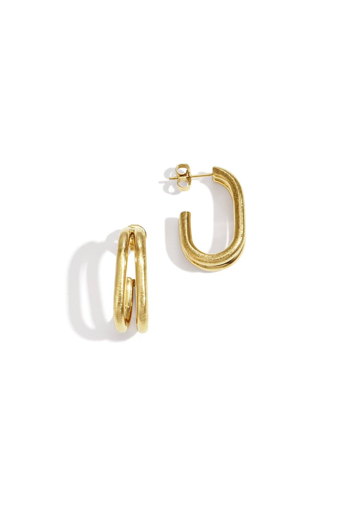 Double rectangular hoop earrings